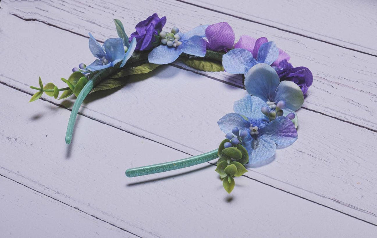 Purple and Blue Flower Headband, Child's Floral Headband, Ellen Design