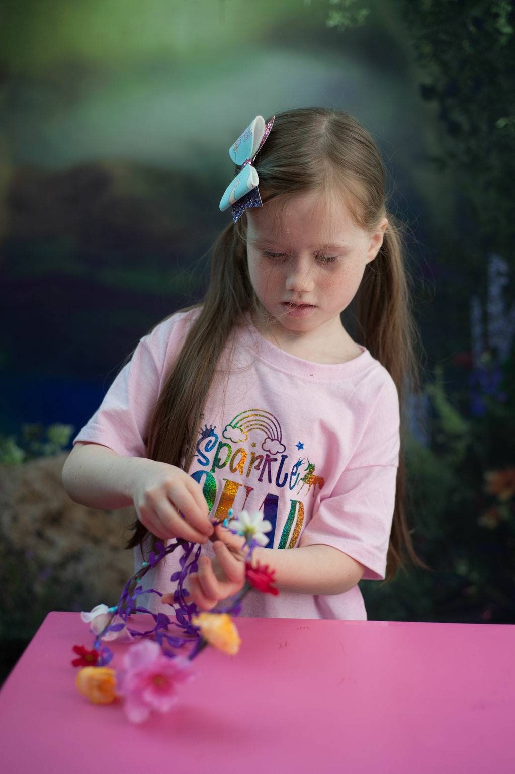Children’s DIY Flower Crown Making kit & Video Guide, Child’s DIY Floral Garland, Electric Blue, Flower headband DIY craft pack