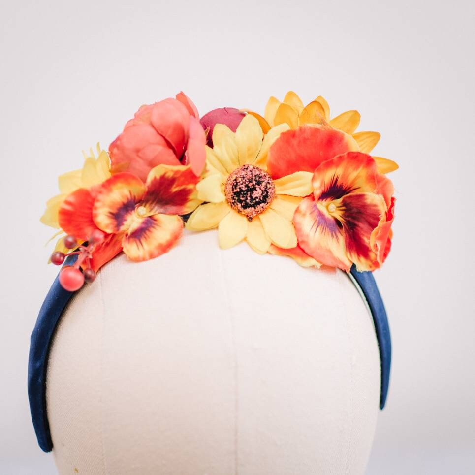 Red, Orange and Yellow Flower Headband