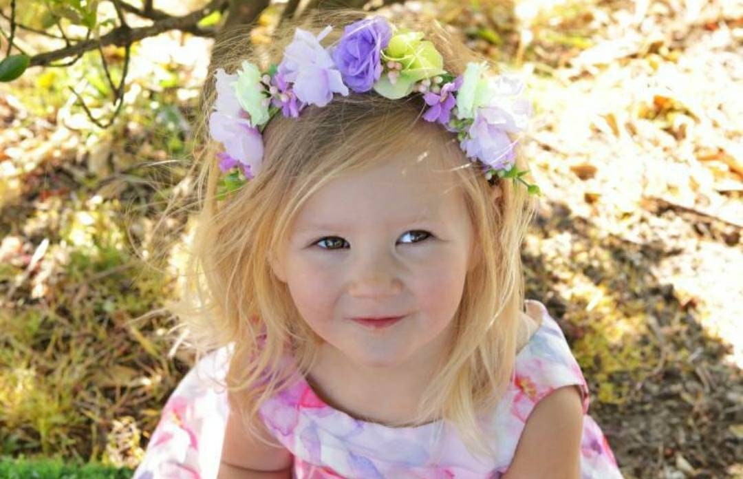 Millie Child's Flower Headband, featuring artificial roses and blossom with pip berries, flower-girl headband