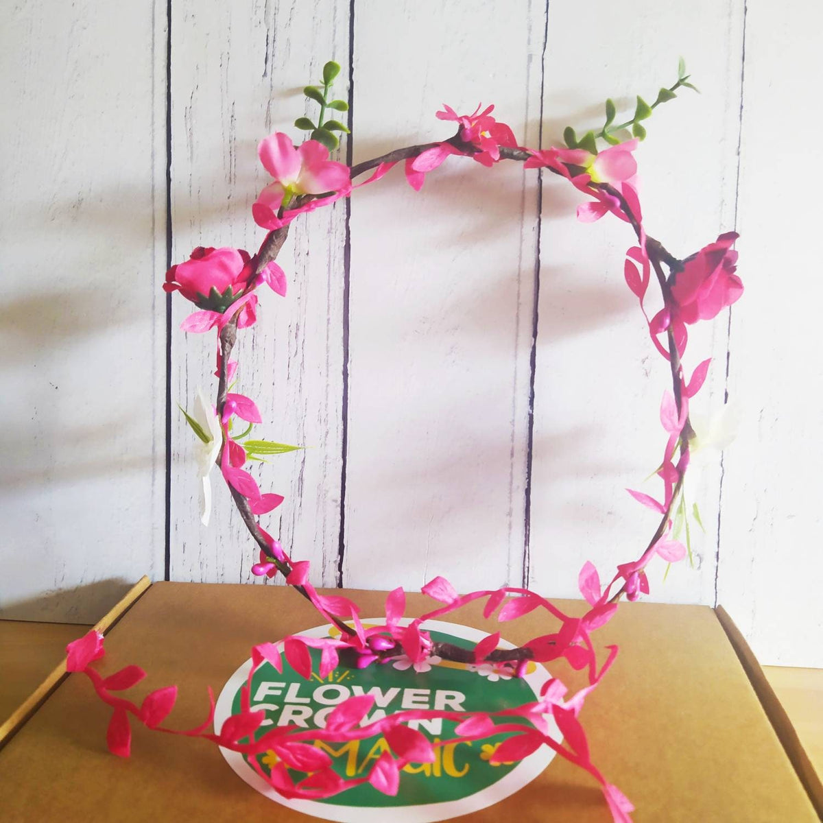 Flowercrown kit for children with video guide - Atomic Pink colour
