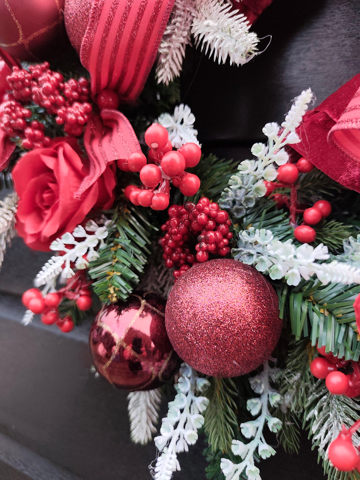 Burgundy and Ruby Red Luxury Traditional Christmas Wreath