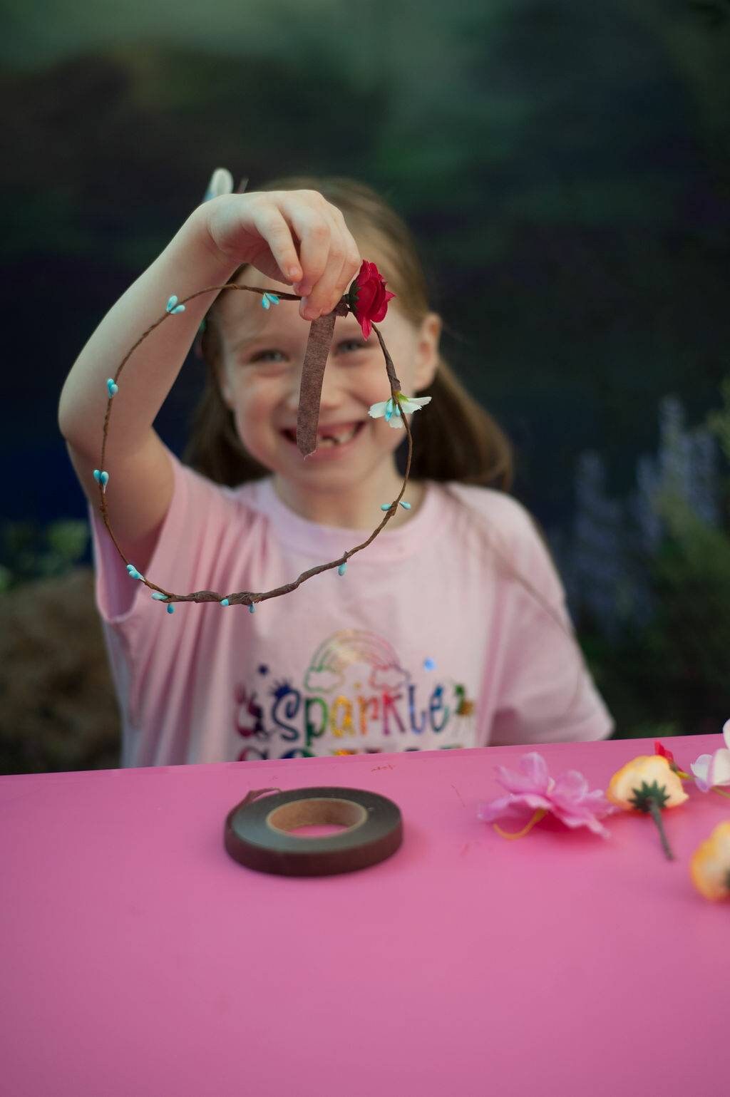 Children’s DIY Flower Crown Making kit & Video Guide, Child’s DIY Floral Garland, Dusty Blue, Flower headband DIY craft pack