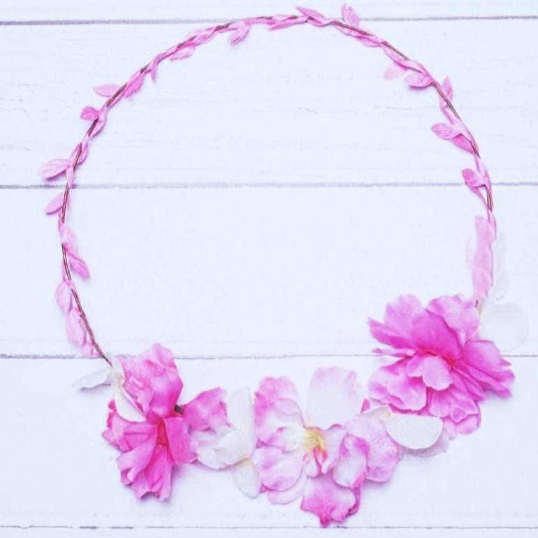 Pink & white adjustable Flower Crown, delicate artificial flower garland, Perfect for festivals, parties and bridal showers