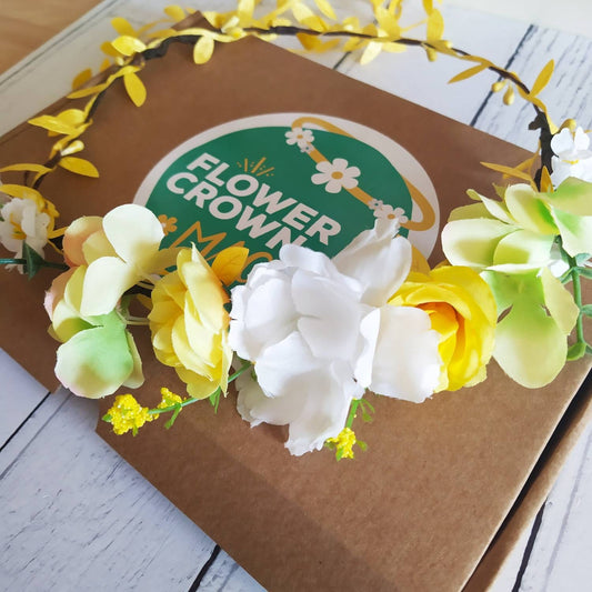Children’s DIY Flower Crown Making kit & Video Guide, Child’s DIY Floral Garland, Lemon Sherbet, Flower headband DIY craft pack