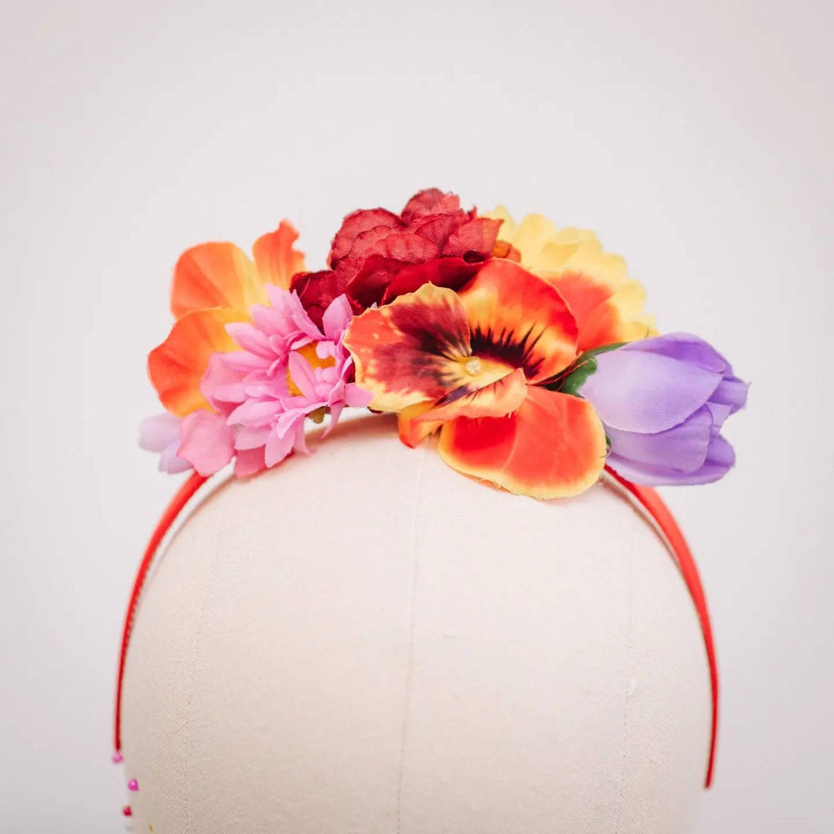 Brightly coloured flower crown headband