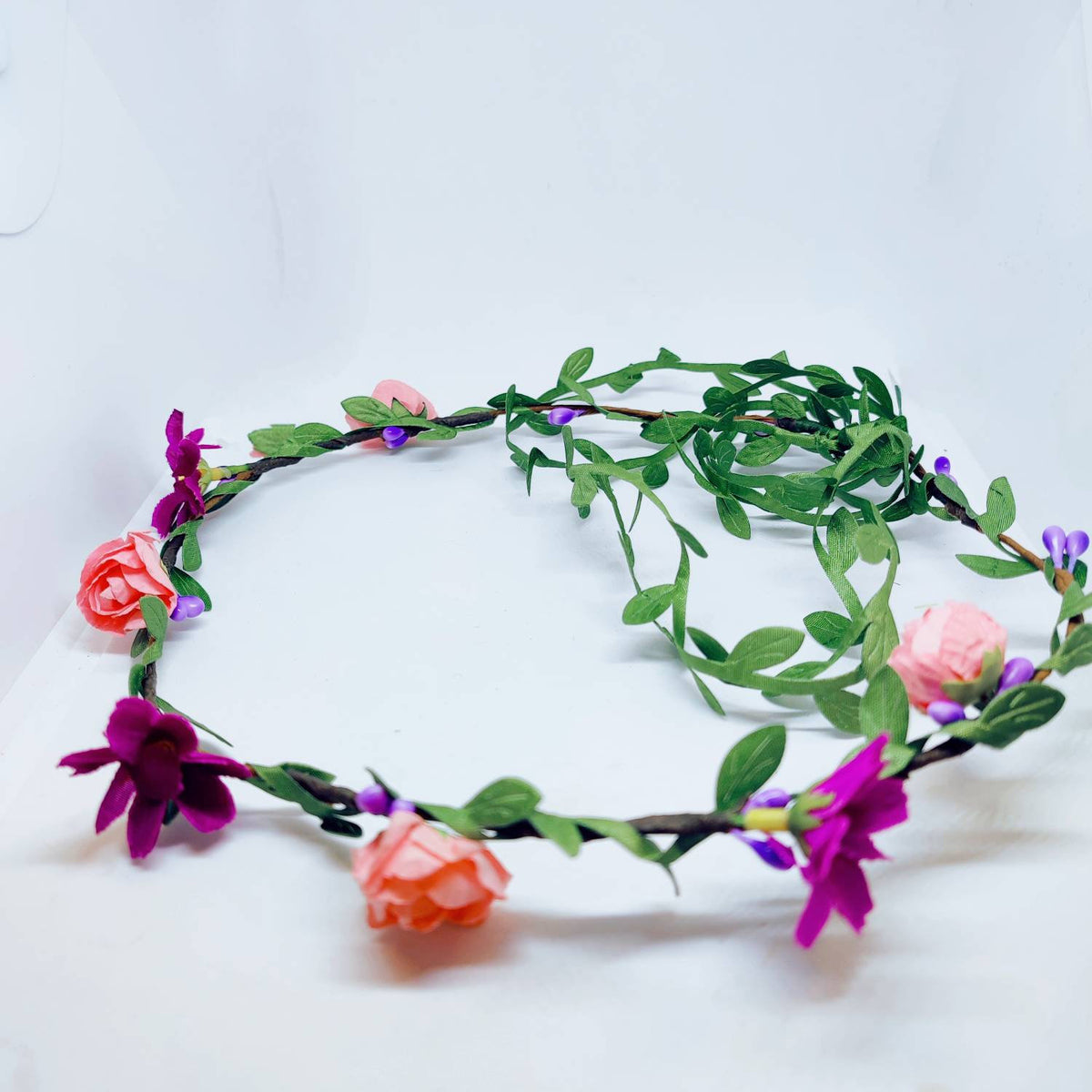 Purple and Pink Daisy, Rose Hair Garland