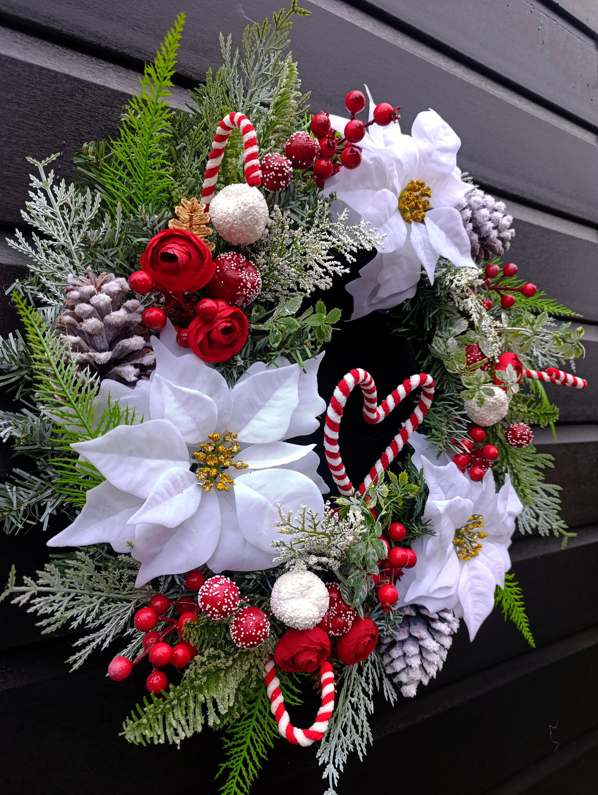 Handmade Christmas Wreath – Traditional with Candy Cane Accents