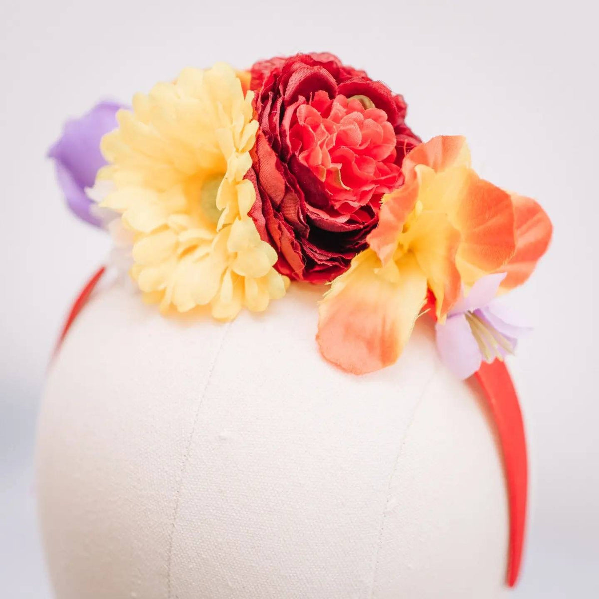 Brightly coloured flower crown headband