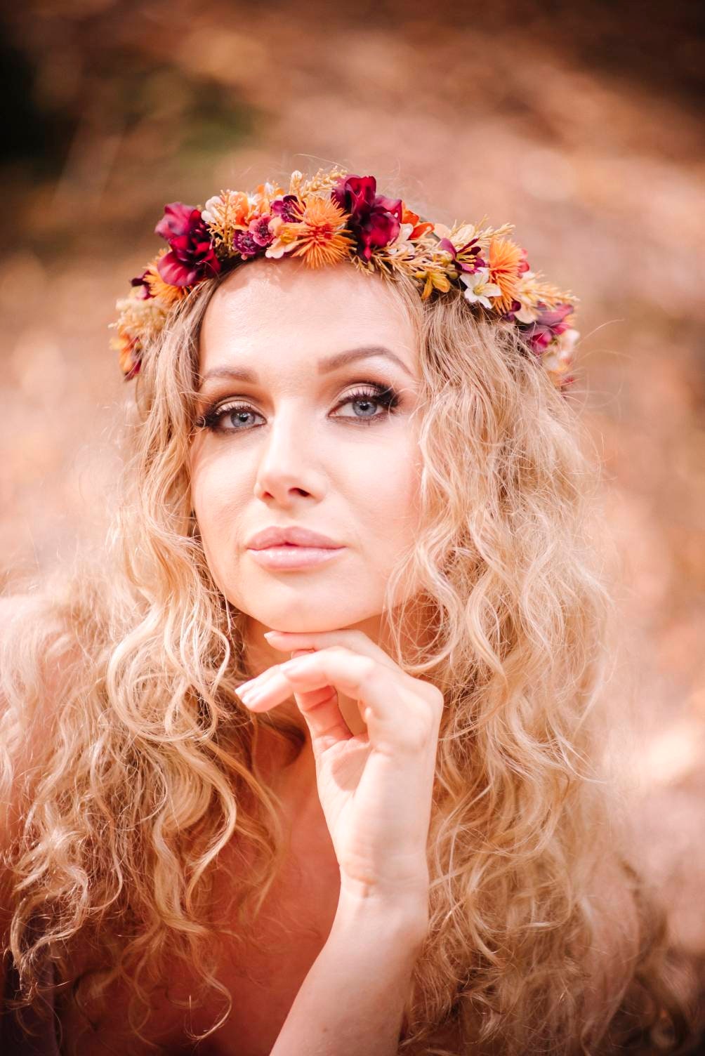 Autumn Flower crown, whimsical wedding headpiece. Aerin design