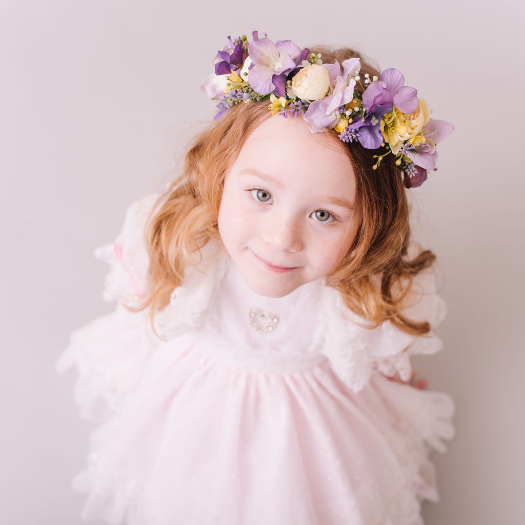 Children's Flowercrown - Purple and Yellow - Whimsical Vintage Style