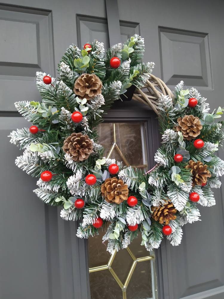 Christmas door Wreath - traditional style rattan wreath