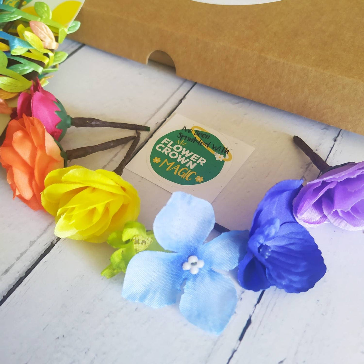 Children's DIY Flower Crown Making Kit & Video Guide, Child's DIY Floral Garland, Rainbow Razzmatazz Flower Headband kit