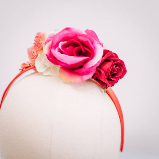 Orange, Pink and Red Flower Headband