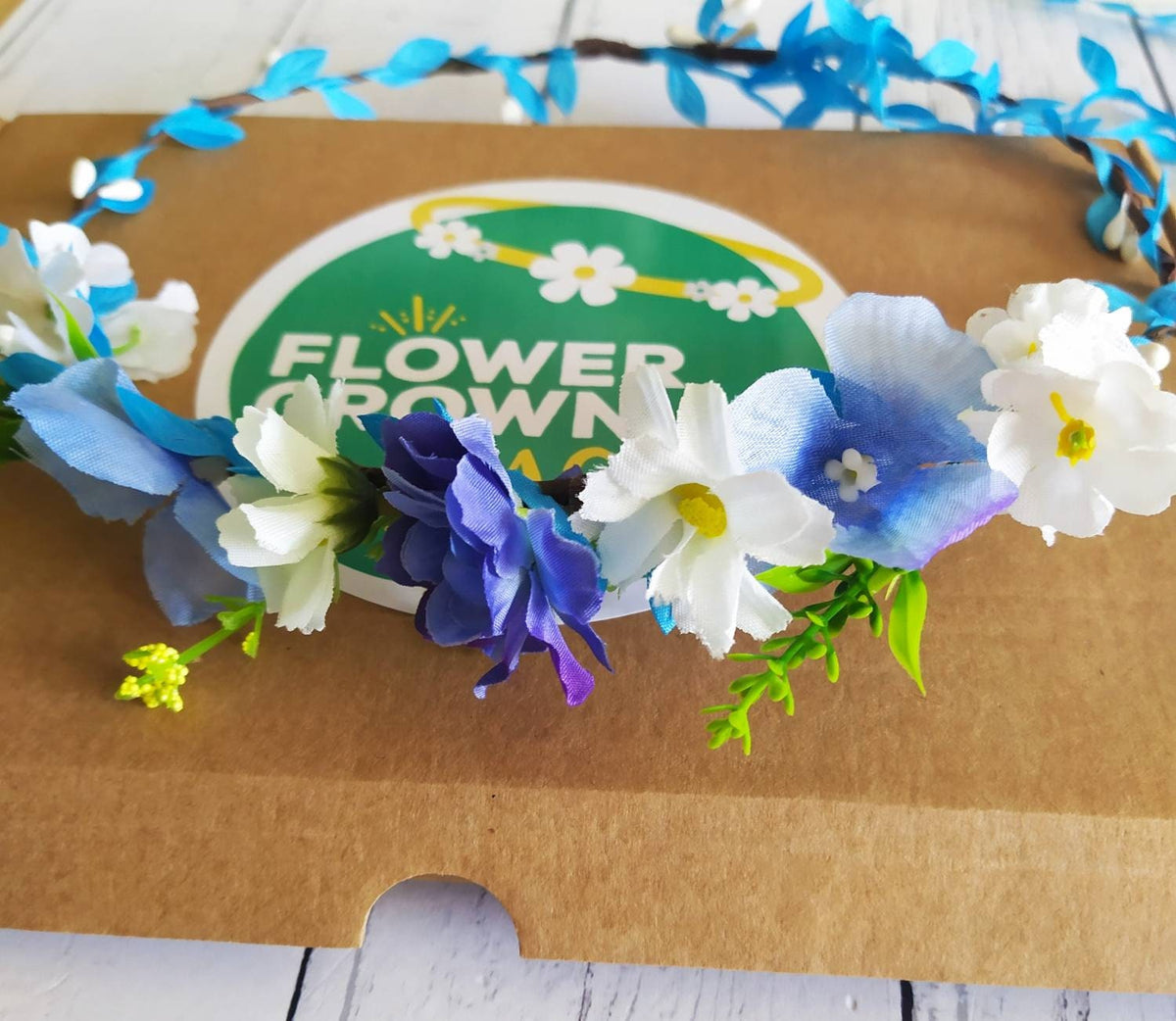 Children’s DIY Flower Crown Making kit & Video Guide, Child’s DIY Floral Garland, Electric Blue, Flower headband DIY craft pack