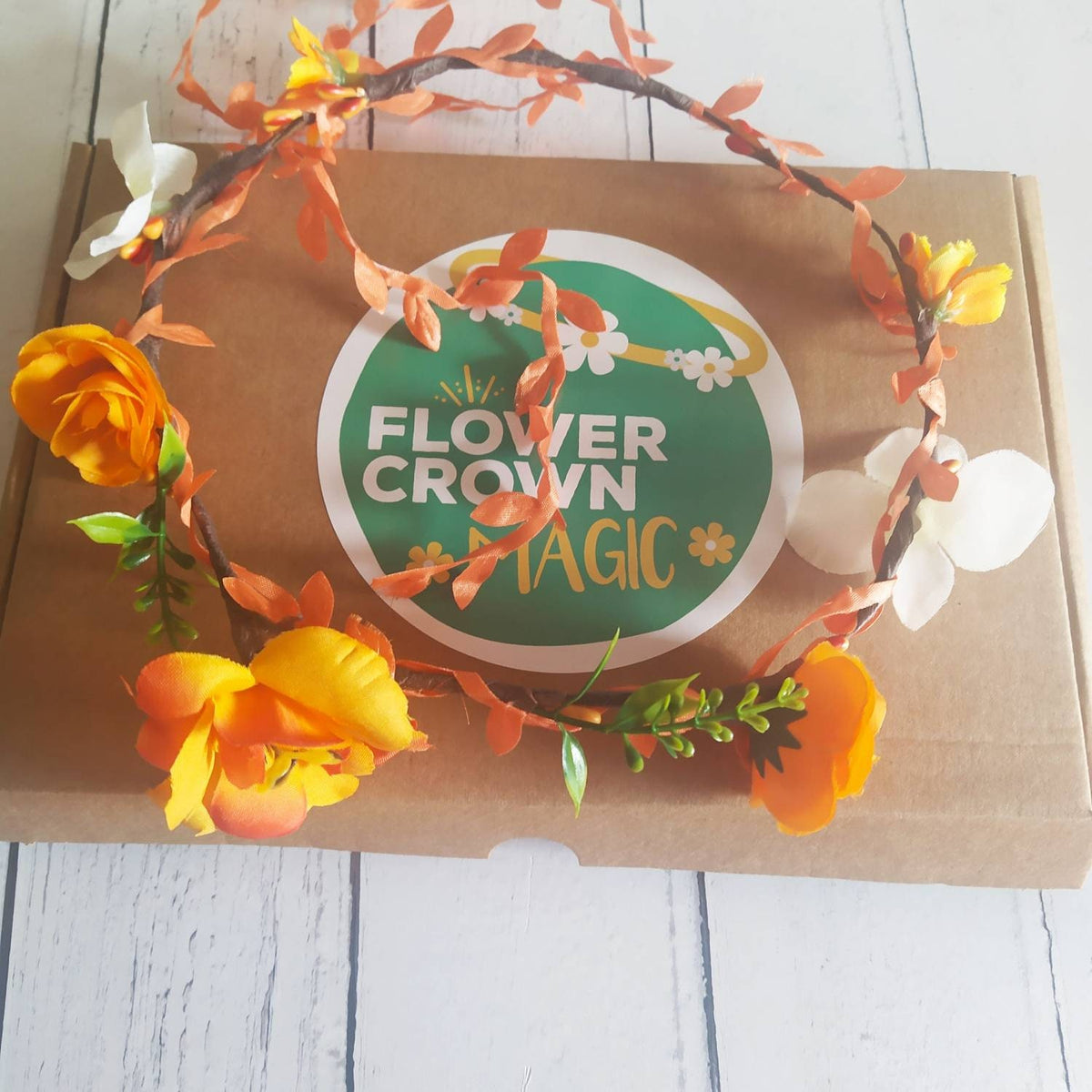 Children's DIY Flower Crown Making Kit & Video Guide, DIY Floral Garland, Zesty Orange, Flower Headband Kit