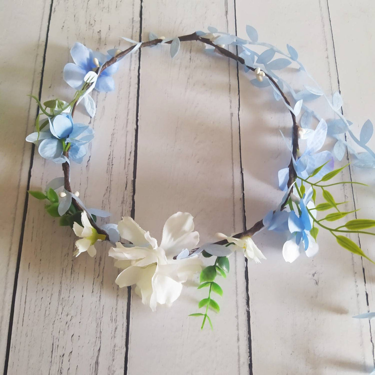Children’s DIY Flower Crown Making kit & Video Guide, Child’s DIY Floral Garland, Dusty Blue, Flower headband DIY craft pack