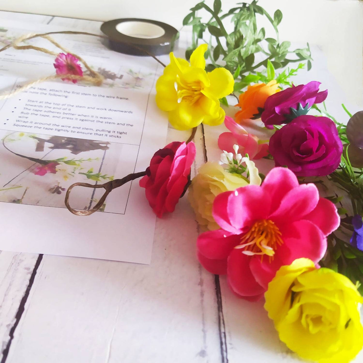 Flower crown making kit, bright coloured flower crown DIY, make your own festival headband