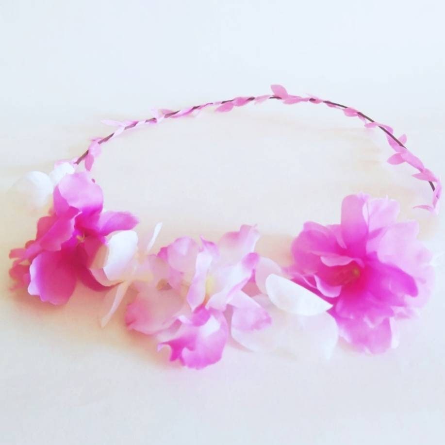 Pink & white adjustable Flower Crown, delicate artificial flower garland, Perfect for festivals, parties and bridal showers