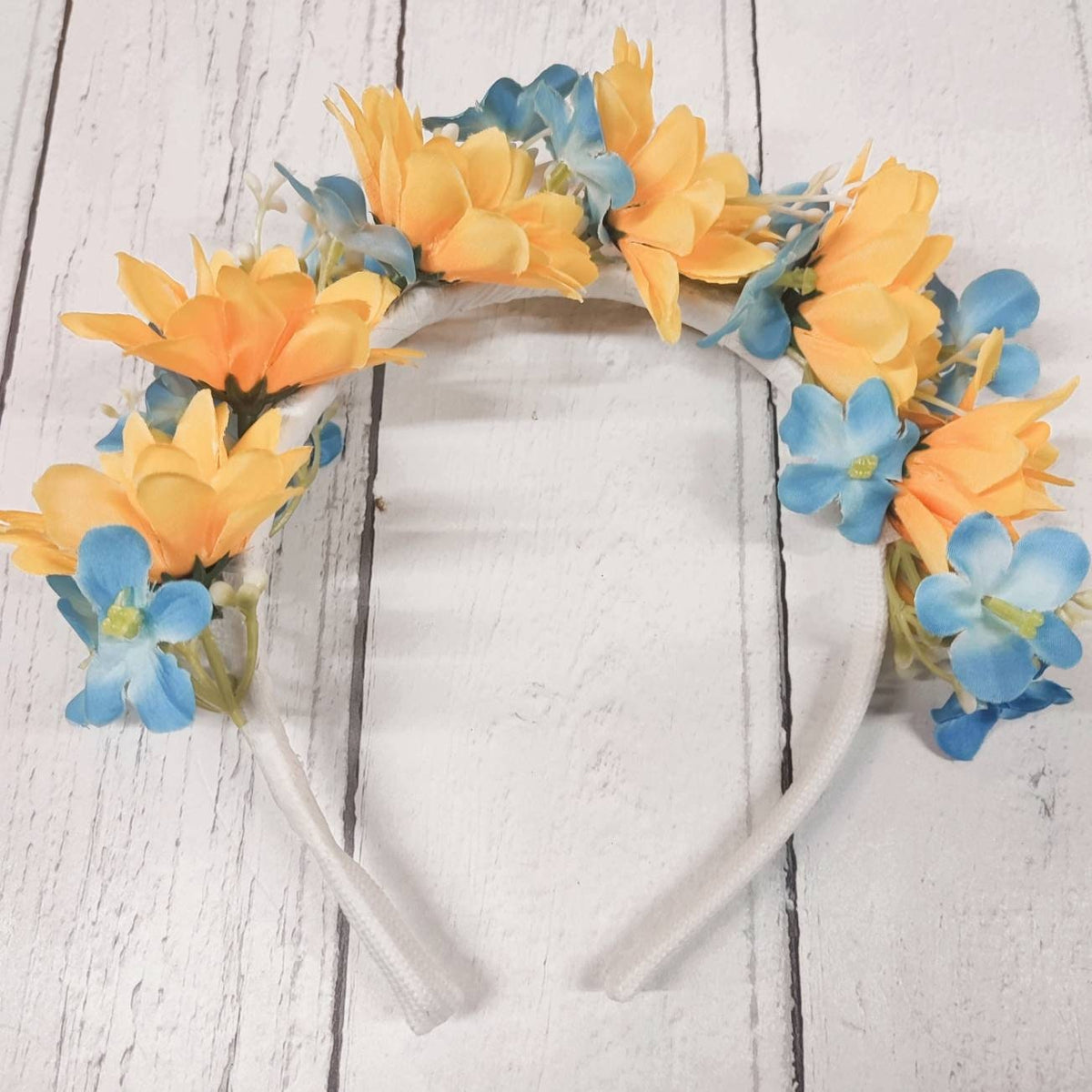 Flower Headband. Yellow and Blue summer floral crown