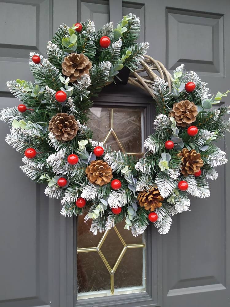 Christmas door Wreath - traditional style rattan wreath