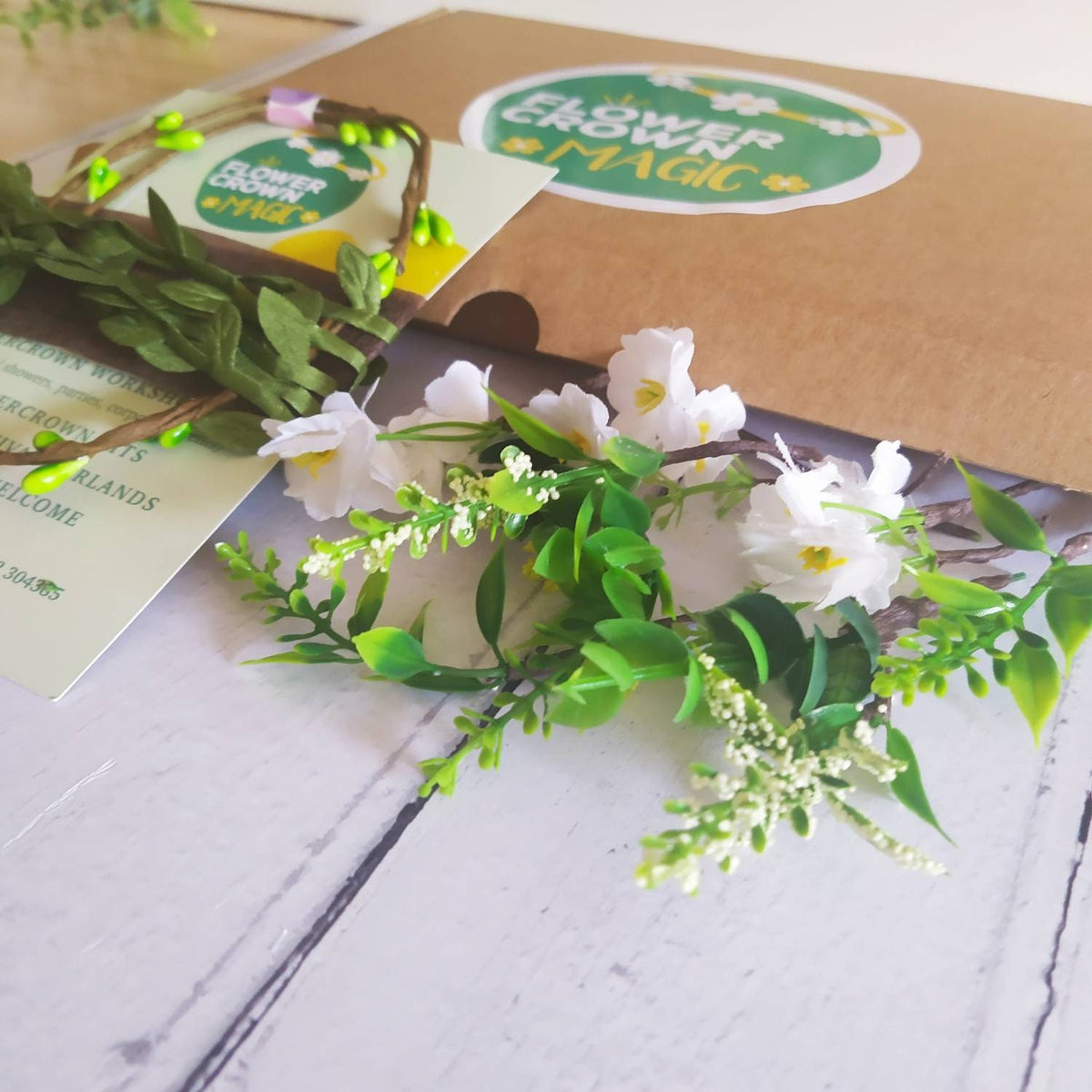 Children’s DIY Flower Crown Making kit & Video Guide, Child’s DIY Floral Garland, Forest Green Dream, Flower headband DIY craft pack
