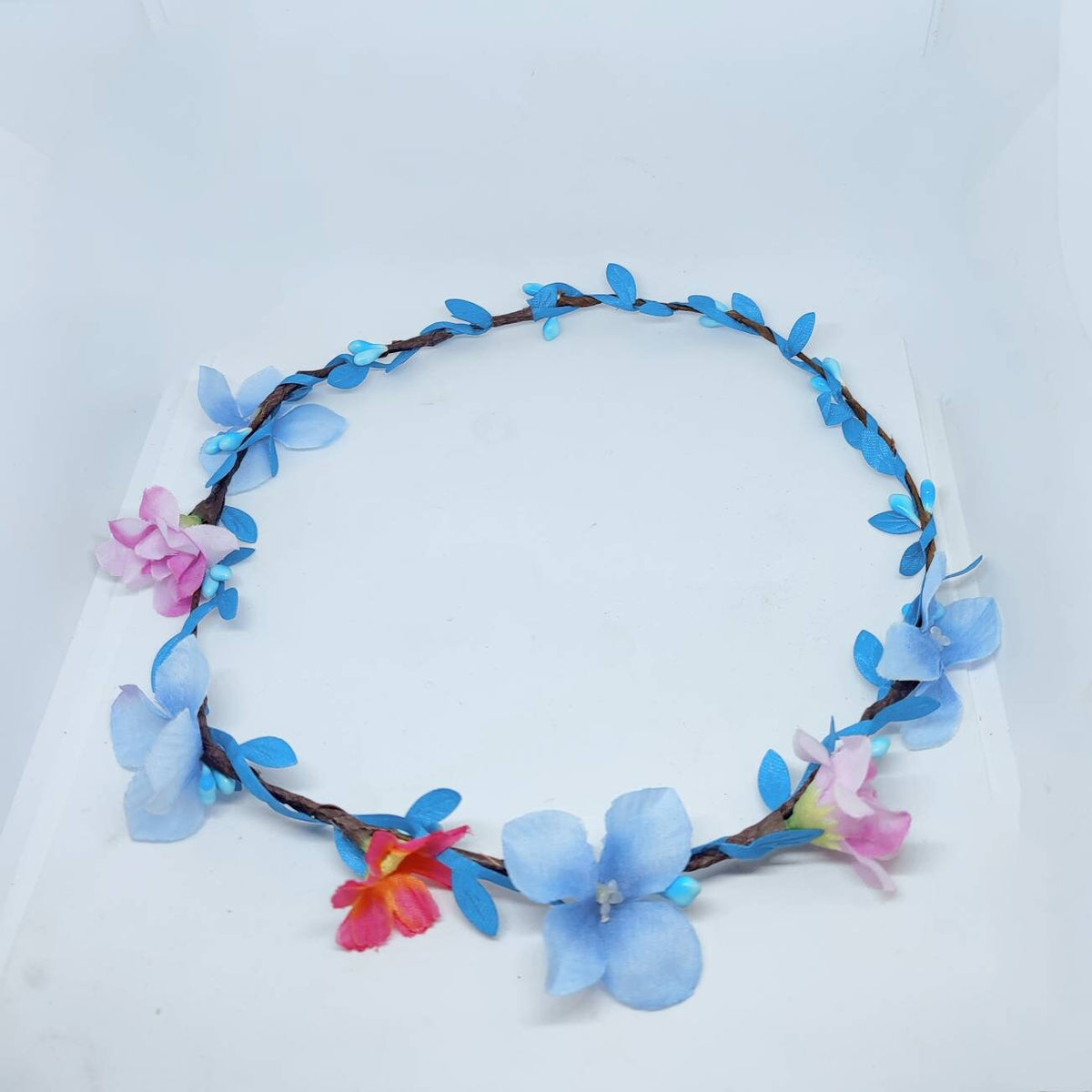 Blue and Pink Festival Flower Crown