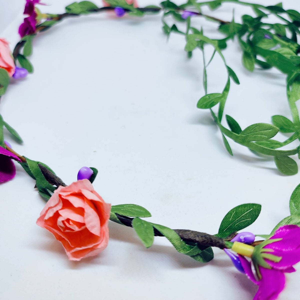 Purple and Pink Daisy, Rose Hair Garland