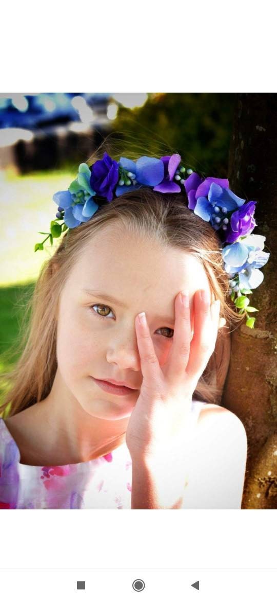 Purple and Blue Flower Headband, Child's Floral Headband, Ellen Design