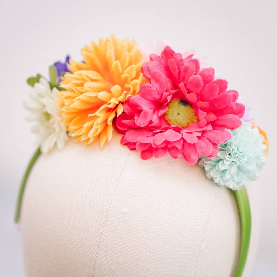 Multi-Coloured Flower Headband