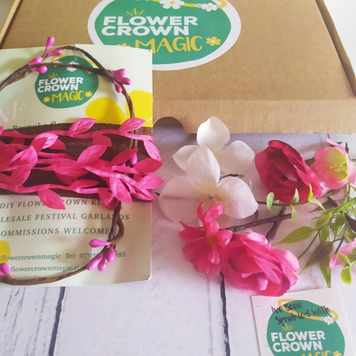 Flowercrown kit for children with video guide - Atomic Pink colour
