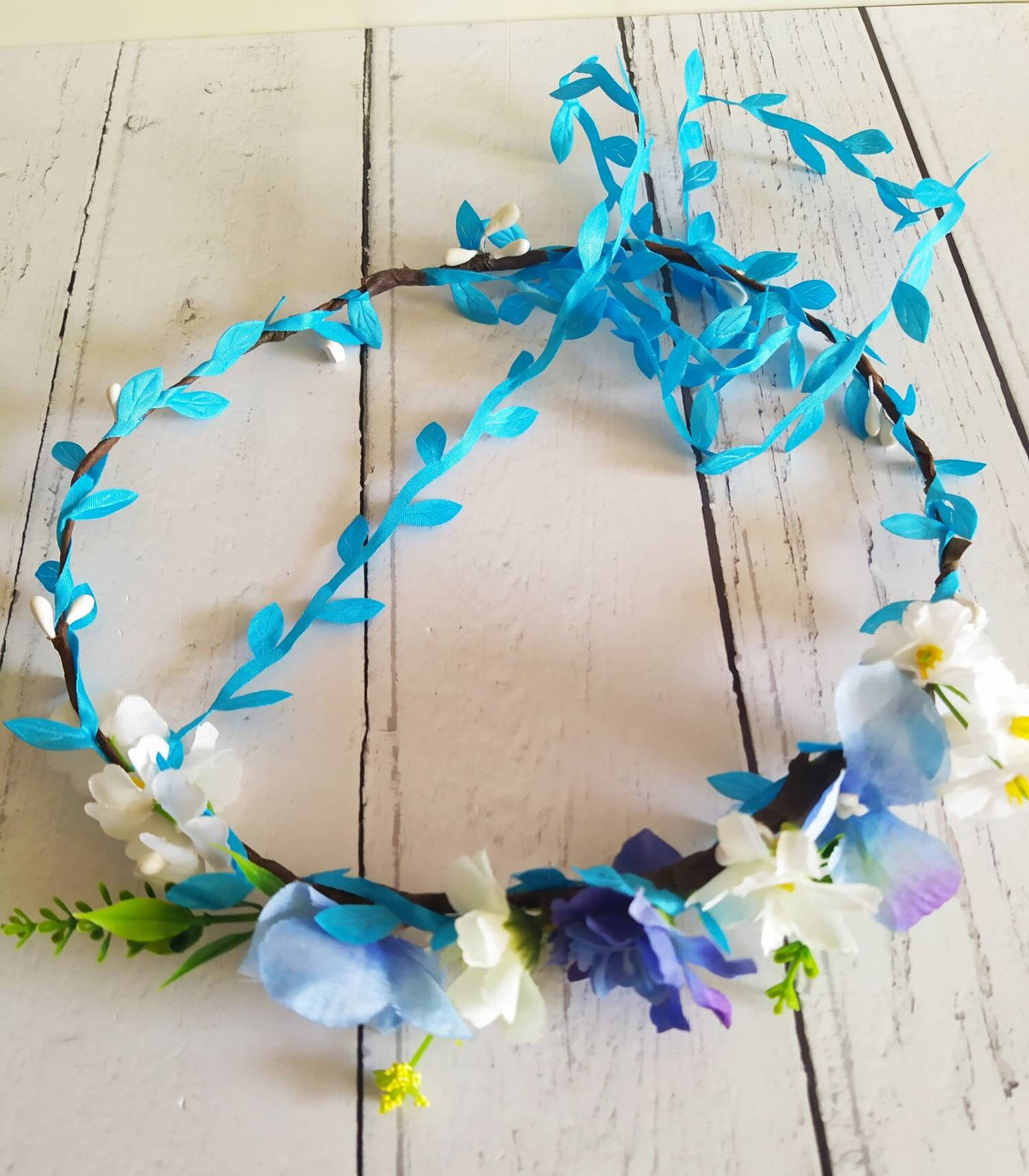 Children’s DIY Flower Crown Making kit & Video Guide, Child’s DIY Floral Garland, Electric Blue, Flower headband DIY craft pack