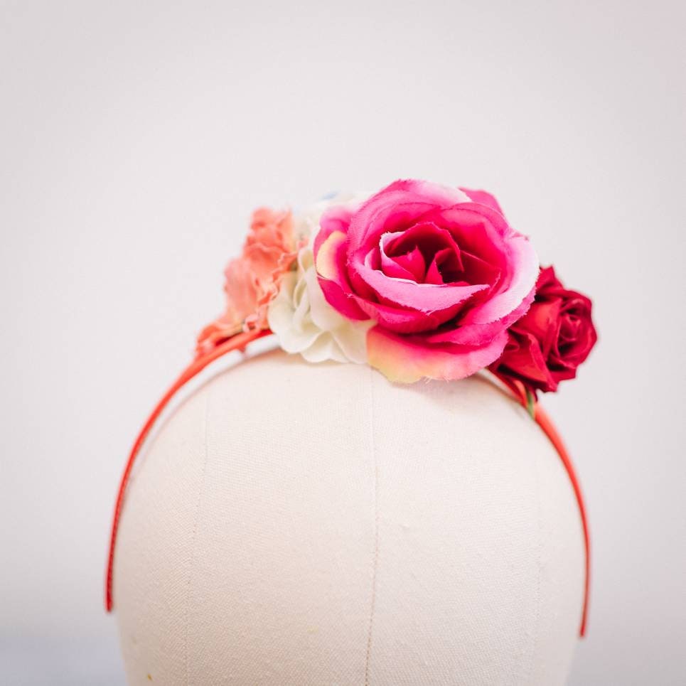 Orange, Pink and Red Flower Headband