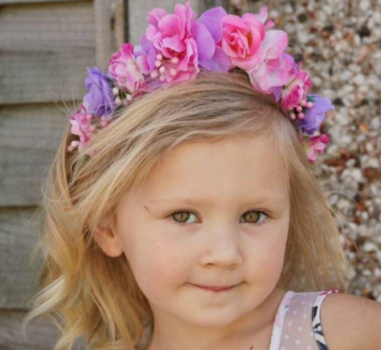 Child's Flower Headband, Pink and Purple