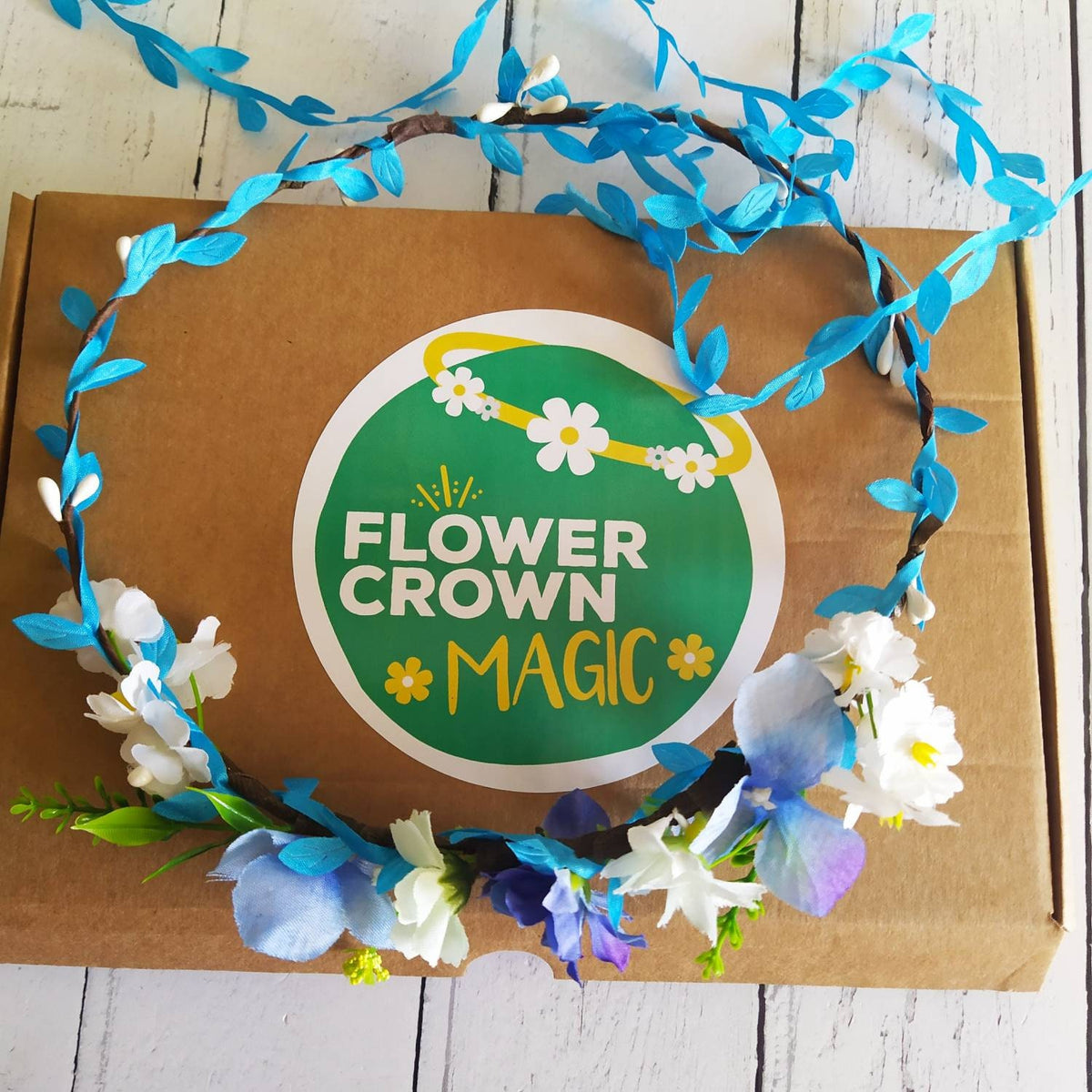 Children’s DIY Flower Crown Making kit & Video Guide, Child’s DIY Floral Garland, Electric Blue, Flower headband DIY craft pack