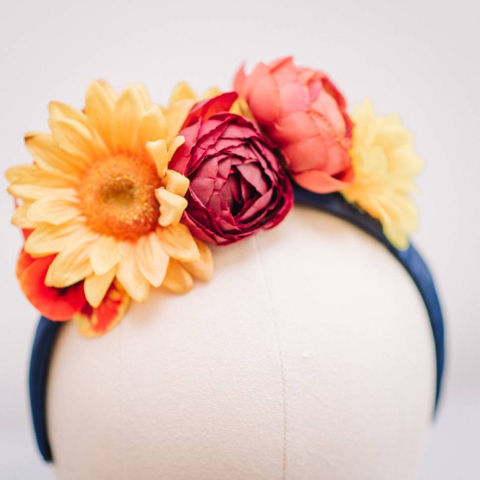 Red, Orange and Yellow Flower Headband