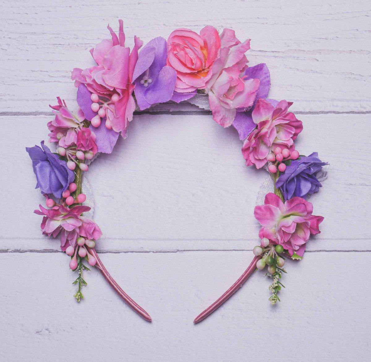 Child's Flower Headband, Pink and Purple
