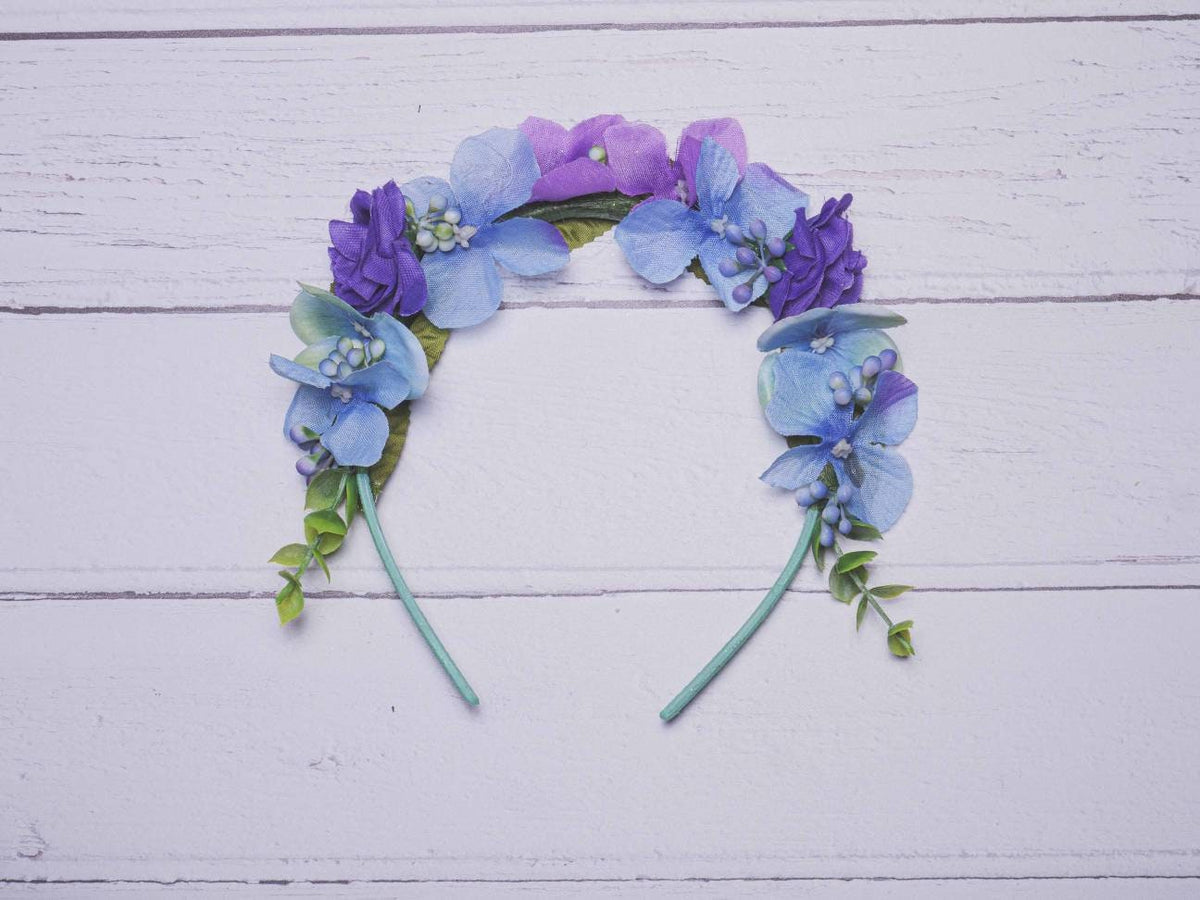 Purple and Blue Flower Headband, Child's Floral Headband, Ellen Design