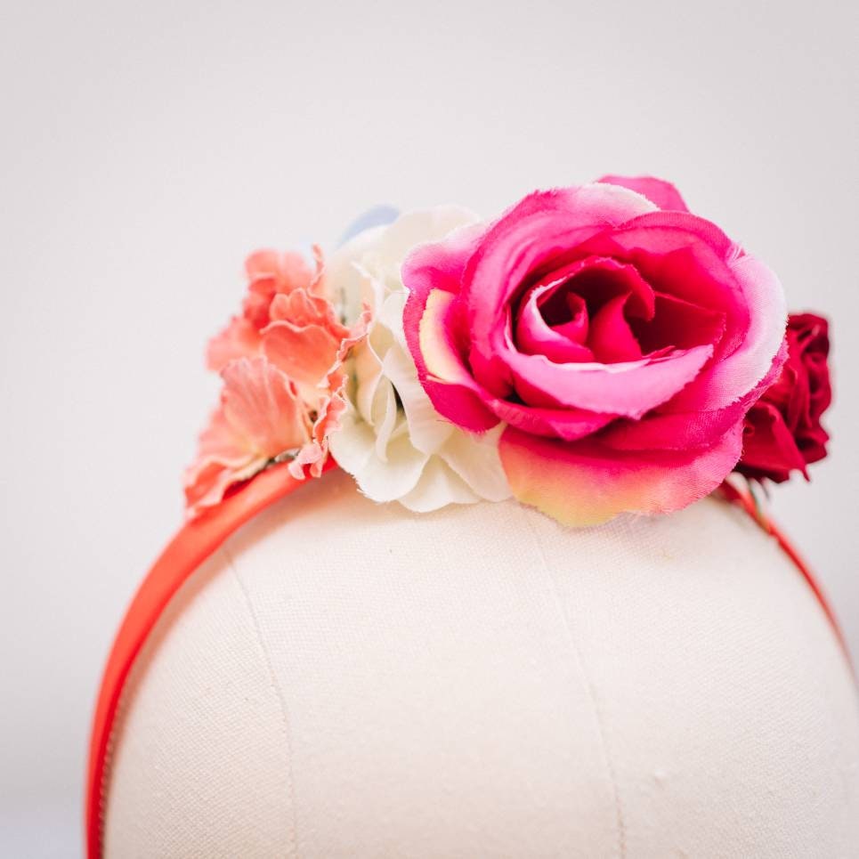 Orange, Pink and Red Flower Headband