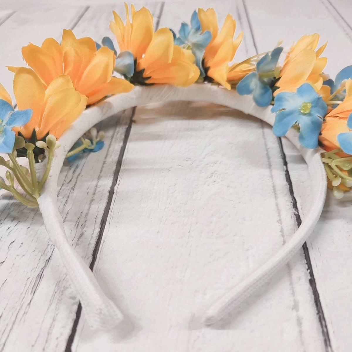 Flower Headband. Yellow and Blue summer floral crown