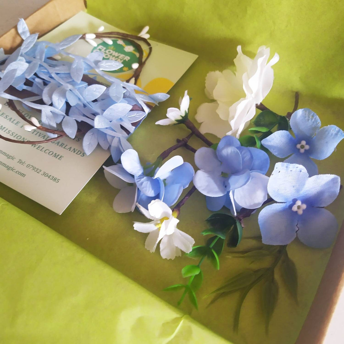 Children’s DIY Flower Crown Making kit & Video Guide, Child’s DIY Floral Garland, Dusty Blue, Flower headband DIY craft pack