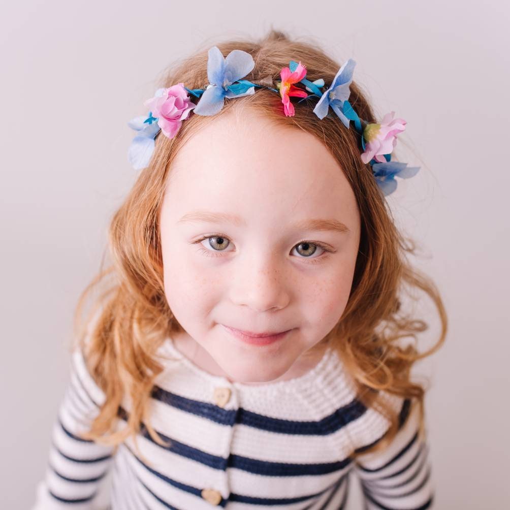 Blue and Pink Festival Flower Crown
