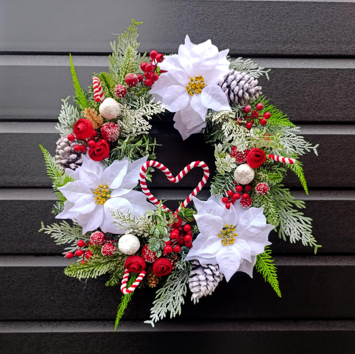 Handmade Christmas Wreath – Traditional with Candy Cane Accents