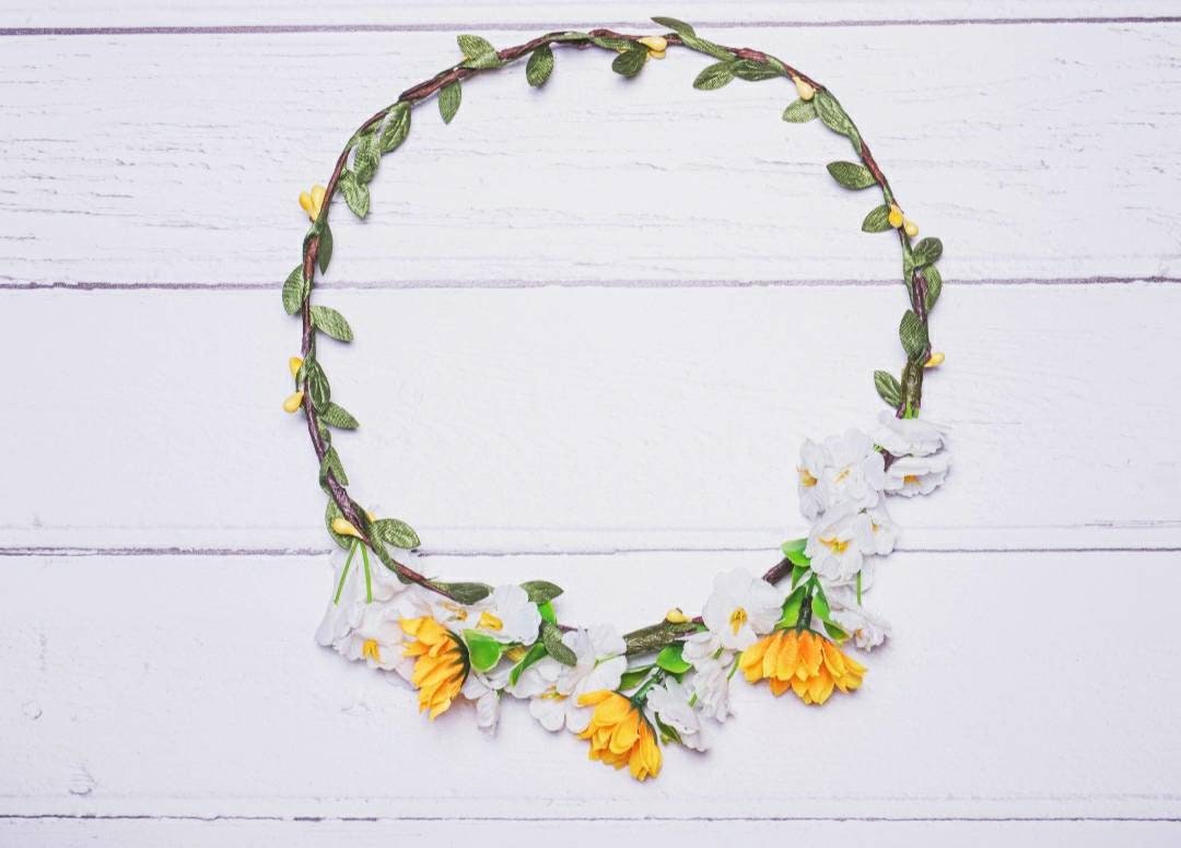 Adjustable Hand Crafted Flower Crown, headband,  Available in 10 different Colours