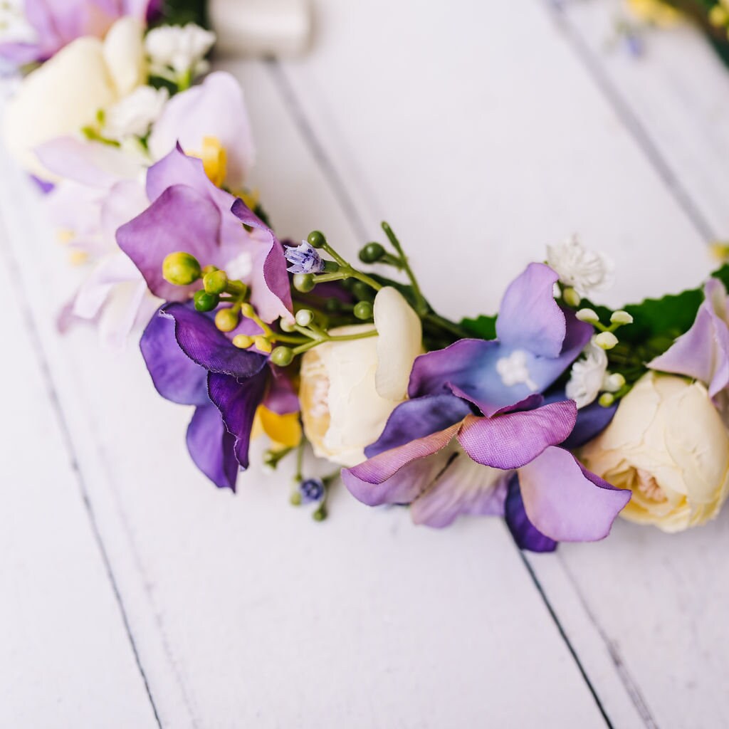 Children's Flowercrown - Purple and Yellow - Whimsical Vintage Style