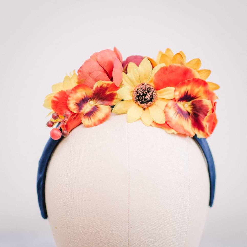 Red, Orange and Yellow Flower Headband