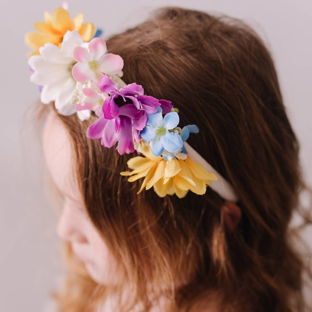Flower Headband, Pastel Rainbow Summer Hairband