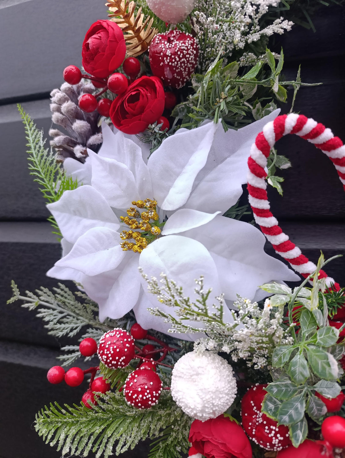 Handmade Christmas Wreath – Traditional with Candy Cane Accents