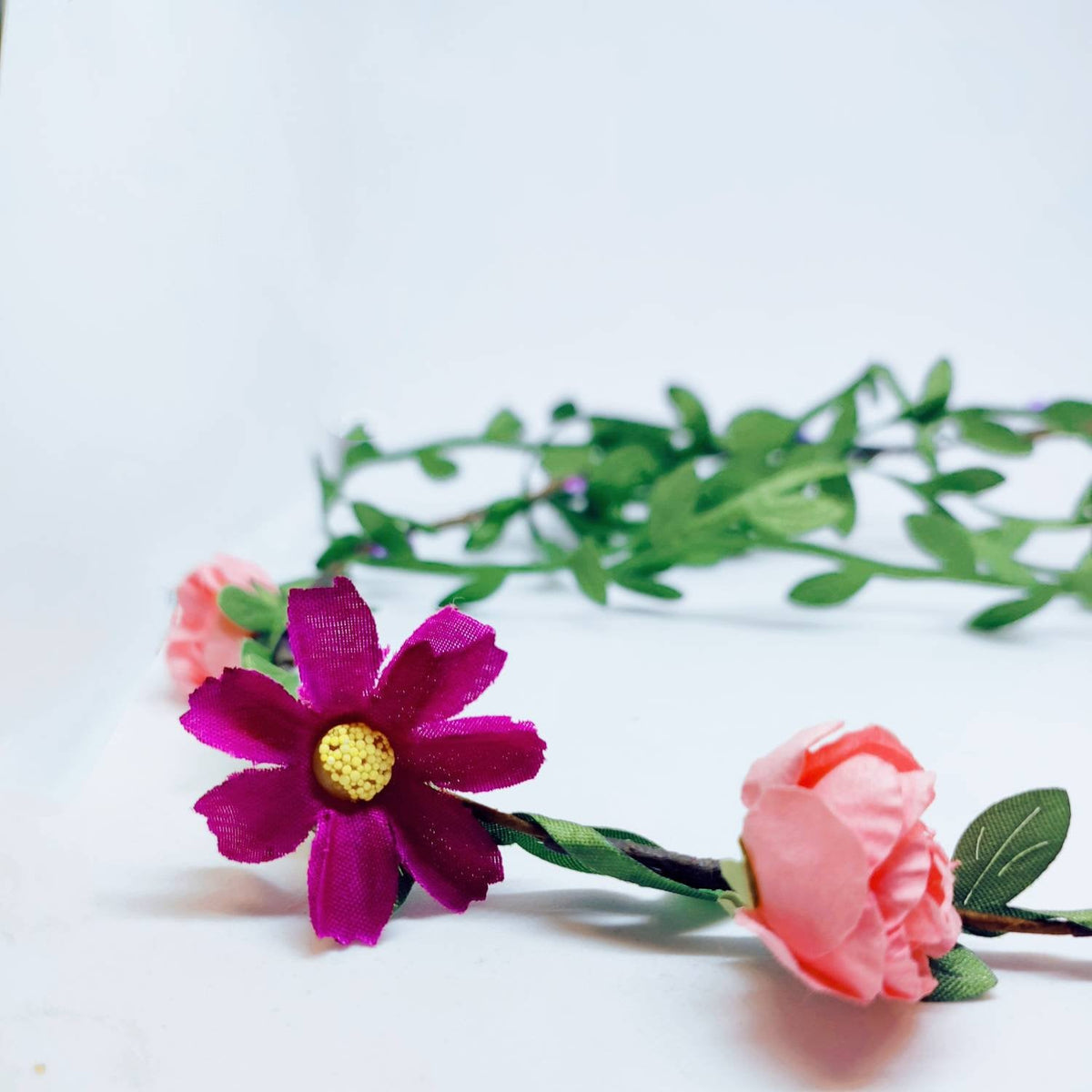 Purple and Pink Daisy, Rose Hair Garland