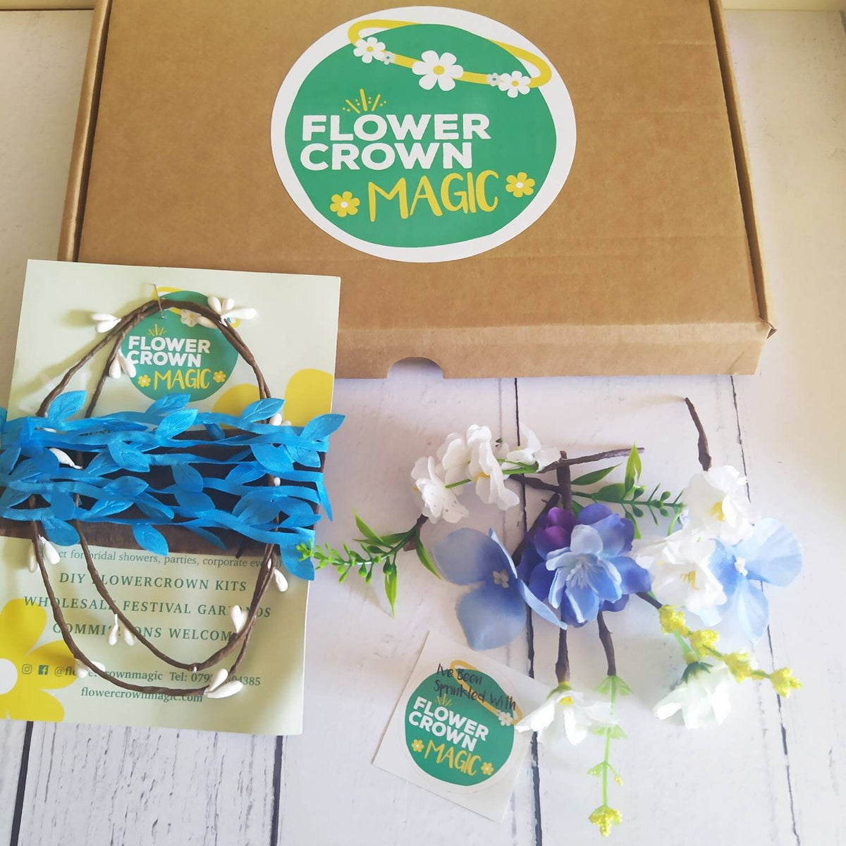Children’s DIY Flower Crown Making kit & Video Guide, Child’s DIY Floral Garland, Electric Blue, Flower headband DIY craft pack